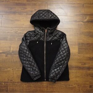 Kate Spade New York Quilted & Sherpa Mixed-Media Hooded Jacket Size Small Women